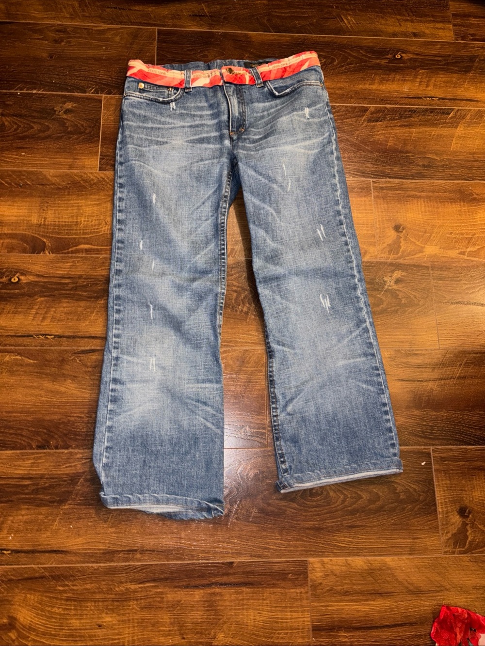 Roberto Cavalli Womens Blue Distressed Medium Wash Denim Cropped Jeans Size S
